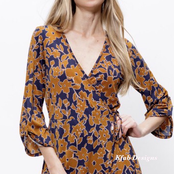 LAST ONE! V Neck Knit Midi Floral Print Wrap Dress! - Picture 11 of 11